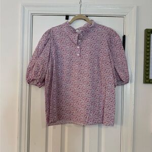 Tuckernuck Hyacinth House Floral Blouse with Puff Sleeves